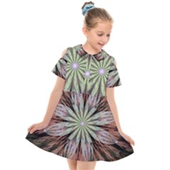 Fractal Floral Fantasy Flower Kids  Short Sleeve Shirt Dress by Wegoenart