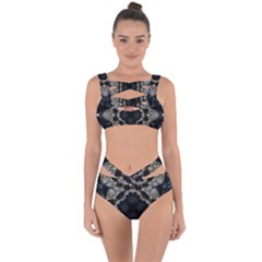 Fractal Aqua Silver Pattern Bandaged Up Bikini Set 