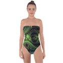 Fractal Green Gears Fantasy Tie Back One Piece Swimsuit View1