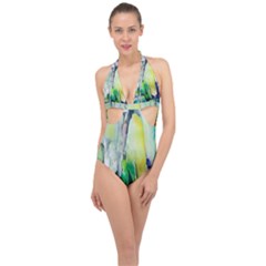 Art Abstract Modern Abstract Halter Front Plunge Swimsuit by Wegoenart