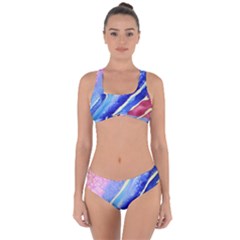 Painting Abstract Blue Pink Spots Criss Cross Bikini Set by Wegoenart