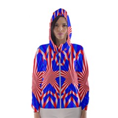 Star Explosion Burst Usa Red Hooded Windbreaker (women) by Wegoenart