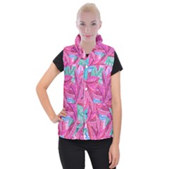 Leaves Tropical Reason Stamping Women s Button Up Vest by Wegoenart