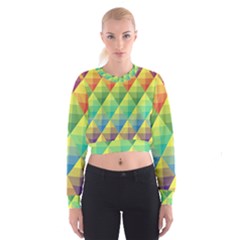 Background Colorful Geometric Cropped Sweatshirt by Wegoenart