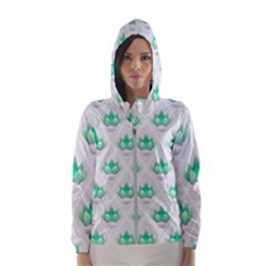 Plant Pattern Green Leaf Flora Hooded Windbreaker (women) by Wegoenart