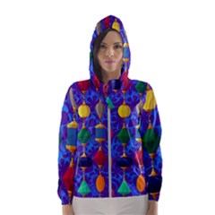 Colorful Background Stones Jewels Hooded Windbreaker (women) by Wegoenart