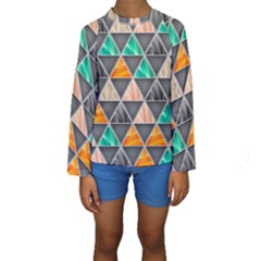 Abstract Geometric Triangle Shape Kids  Long Sleeve Swimwear by Wegoenart