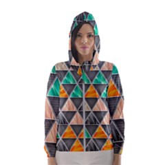 Abstract Geometric Triangle Shape Hooded Windbreaker (women) by Wegoenart