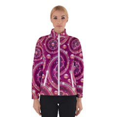 Pink Abstract Background Floral Glossy Winter Jacket by Wegoenart