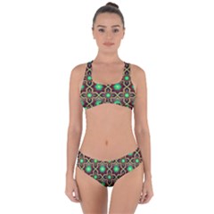 Pattern Background Bright Brown Criss Cross Bikini Set by Wegoenart