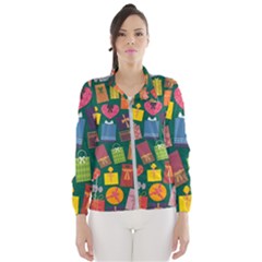 Presents Gifts Background Colorful Windbreaker (women) by Wegoenart