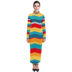 Retro Colors 60 Background Turtleneck Maxi Dress by Wegoenart