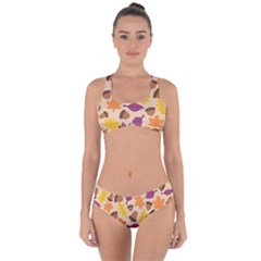 Acorn Autumn Background Boxes Fall Criss Cross Bikini Set by Wegoenart