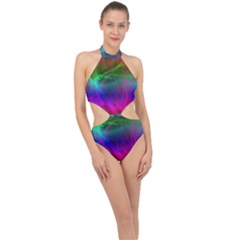 Background Art Pattern Halter Side Cut Swimsuit by Wegoenart