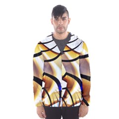 Pattern Fractal Gold Pointed Hooded Windbreaker (men) by Wegoenart