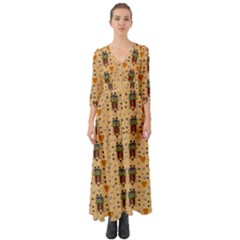 Sankta Lucia With Love And Candles In The Silent Night Button Up Boho Maxi Dress by pepitasart