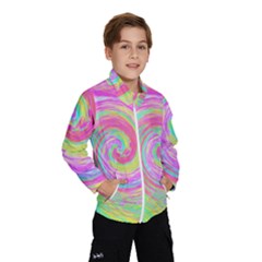 Groovy Abstract Pink And Blue Liquid Swirl Painting Windbreaker (kids) by myrubiogarden