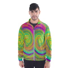 Groovy Abstract Purple And Yellow Liquid Swirl Windbreaker (men) by myrubiogarden