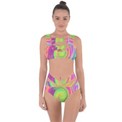 Groovy Abstract Purple And Yellow Liquid Swirl Bandaged Up Bikini Set  by myrubiogarden