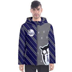 Blue/gray Owl Men s Hooded Puffer Jacket by TransfiguringAdoptionStore