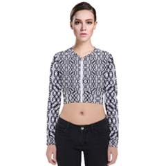 Black And White Intricate Modern Geometric Pattern Zip Up Bomber Jacket by dflcprintsclothing