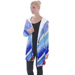 Painting Abstract Blue Pink Spots Longline Hooded Cardigan by Pakrebo