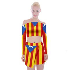 Blue Estelada Catalan Independence Flag Off Shoulder Top With Mini Skirt Set by abbeyz71