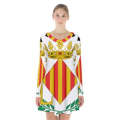 City Of Valencia Coat Of Arms Long Sleeve Velvet V-neck Dress by abbeyz71