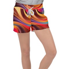 Abstract Colorful Background Wavy Women s Velour Lounge Shorts by Pakrebo