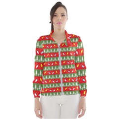 Christmas Papers Red And Green Windbreaker (women) by Pakrebo