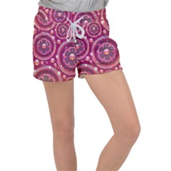 Abstract Background Floral Glossy Women s Velour Lounge Shorts by Pakrebo