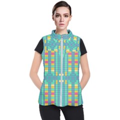 Checkerboard Squares Abstract Women s Puffer Vest by Pakrebo