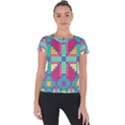 Checkerboard Squares Abstract Short Sleeve Sports Top  View1