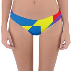 Colorful Red Yellow Blue Purple Reversible Hipster Bikini Bottoms by Pakrebo