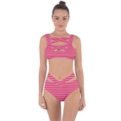 Stripes Striped Design Pattern Bandaged Up Bikini Set  by Pakrebo