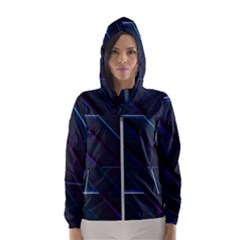 Glass Scifi Violet Ultraviolet Hooded Windbreaker (women) by Pakrebo