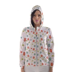 Floral Pattern Wallpaper Retro Hooded Windbreaker (women) by Pakrebo