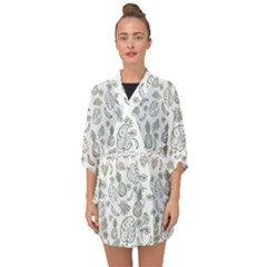 Tropical Pattern Half Sleeve Chiffon Kimono by Valentinaart
