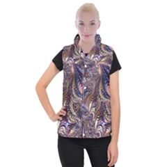 Fractal Artwork Pattern Digital Women s Button Up Vest by Pakrebo