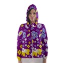 Floral Flowers Wallpaper Paper Hooded Windbreaker (Women) View1