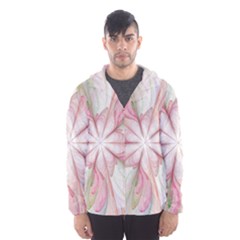 Pink Blue Flower Blossom Rose Hooded Windbreaker (men) by Pakrebo