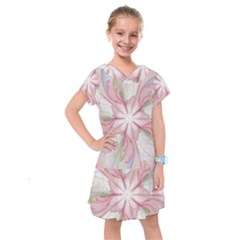 Pink Blue Flower Blossom Rose Kids  Drop Waist Dress by Pakrebo