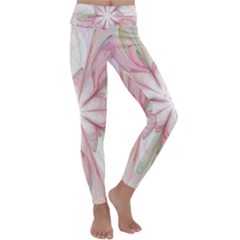 Pink Blue Flower Blossom Rose Kids  Lightweight Velour Classic Yoga Leggings by Pakrebo