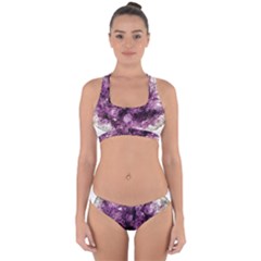 Amethyst Purple Violet Geode Slice Cross Back Hipster Bikini Set by genx