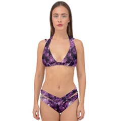 Amethyst Purple Violet Geode Slice Double Strap Halter Bikini Set by genx