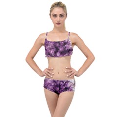 Amethyst Purple Violet Geode Slice Layered Top Bikini Set by genx