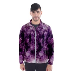 Amethyst Purple Violet Geode Slice Windbreaker (men) by genx