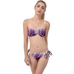 Amethyst Purple Violet Geode Slice Twist Bandeau Bikini Set by genx