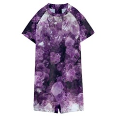 Amethyst Purple Violet Geode Slice Kids  Boyleg Half Suit Swimwear by genx