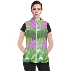 Annabella Hydrangeas And Purple Garden Landscape Women s Puffer Vest by myrubiogarden